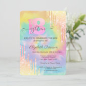 Invitation Cool moderne Parties scintillant Drips Tie Dye 18e (Debout devant)