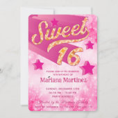 Invitation Cool moderne super star typographie rose (Devant)