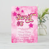 Invitation Cool moderne super star typographie rose (Debout devant)