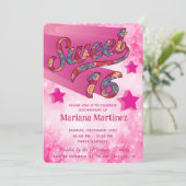 Invitation Cool moderne super star typographie rose (Debout devant)