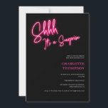 Invitation Cool neon rose rétro noir photo surprise Sweet 16<br><div class="desc">Chut,  c'est une surprise ! Cool neon rose script rétro noir photo Sweet 16 neon invitation anniversaire.</div>