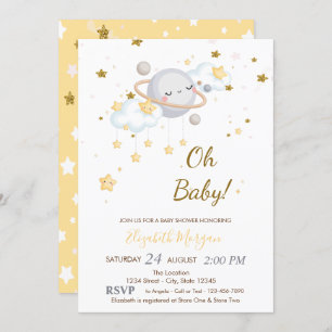 Invitation Cool Oh Baby Planet Nuages Etoiles Baby shower