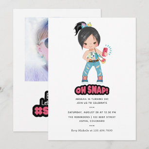 Invitation Cool Oh Snap ! Fille de la fête d'anniversaire sel