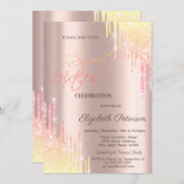Invitation Cool Ombre Parties scintillant  Rose Gold Sweet 16 (Devant / Derrière)