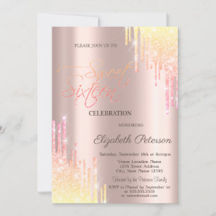 Invitation Cool Ombre Parties scintillant Rose Gold Sweet 16