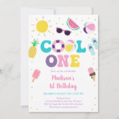 Invitation Cool One Girl Pool Party Premier anniversaire (Devant)