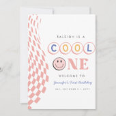 Invitation Cool One Girl's First Birthday À damiers Retro (Devant)