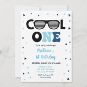 Invitation Cool One Lunettes de soleil Garçon premier anniver (Devant)