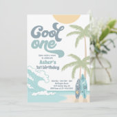 Invitation Cool One Retro Surf 1er anniversaire (Debout devant)