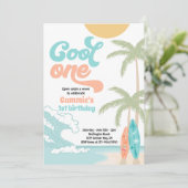 Invitation Cool One Retro Surf 1er anniversaire (Debout devant)