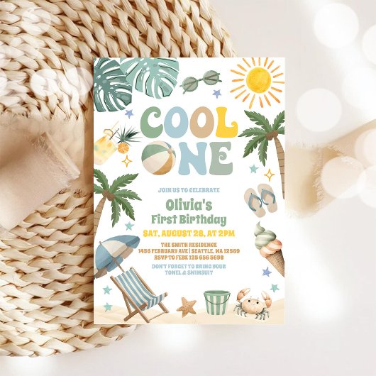 Invitation Cool One Summer Beach Party 1st Birthday