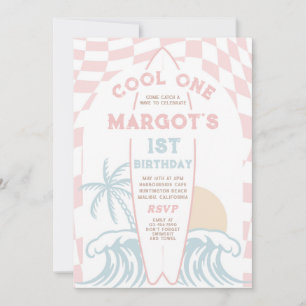 Invitation Cool One Surf Surf board 1er anniversaire