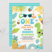 Invitation Cool One Tropical Summer Beach 1ère fête d'anniver (Devant / Derrière)