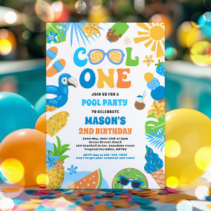 Invitation Cool One Tropical Summer Beach 1ère fête d'anniver