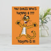Invitation Cool Orange Green Hey Guess Tigrotto Anniversaire  (Debout devant)
