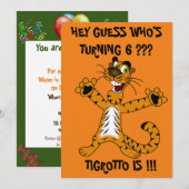 Invitation Cool Orange Green Hey Guess Tigrotto Anniversaire  (Devant / Derrière)