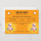Invitation Cool Orange Space Ship Décollage Anniversaire (Devant)