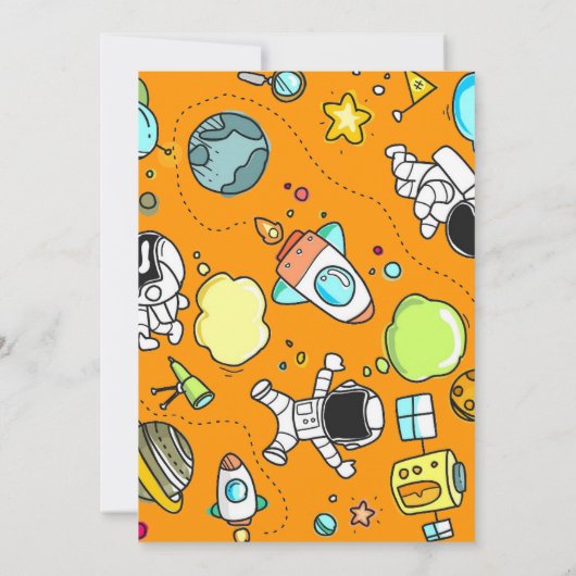 Invitation Cool Orange Space Ship Décollage Anniversaire (Dos)