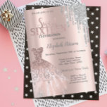 Invitation Cool Parties scintillant Argent, Robe Rose Or Swee<br><div class="desc">Elégante robe en argent et parties scintillant en argent goutte sur un arrière - plan rose en or.</div>