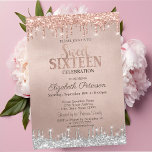 Invitation Cool Parties scintillant argent  Rose Gold Sweet 1<br><div class="desc">Un Sweet 16 moderne,  chic et glamour avec parties scintillant goutte sur un arrière - plan or rose.</div>