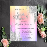 Invitation Cool Parties scintillant argent  Rose Gold Sweet 1<br><div class="desc">Un Sweet 16 moderne,  chic et glamour avec parties scintillant goutte sur un arrière - plan or rose.</div>