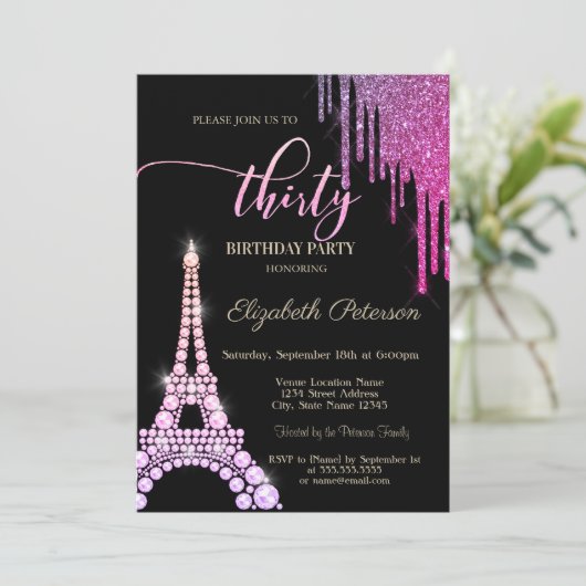 Invitation Cool Parties scintillant, Diamants Tour Eiffel 30e (Debout devant)