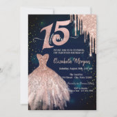 Invitation Cool Parties scintillant Drips habiller bleu marin (Devant)