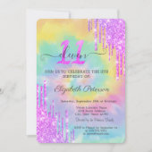 Invitation Cool Parties scintillant Drips Tie Dye 11e anniver (Devant)