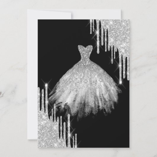 Invitation Cool Parties scintillant en argent, Robe Black Swe (Dos)