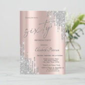 Invitation Cool Parties scintillant en argent Rose Gold 60e a (Debout devant)