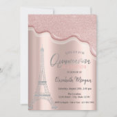 Invitation Cool Parties scintillant en argent, Tour Eiffel Qu (Devant)