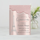 Invitation Cool Parties scintillant en argent, Tour Eiffel Qu (Debout devant)