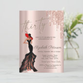 Invitation Cool Parties scintillant gouttes Rose Gold 30e an (Debout devant)