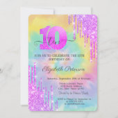 Invitation Cool Parties scintillant gouttes Tie Dye 10e anniv (Devant)