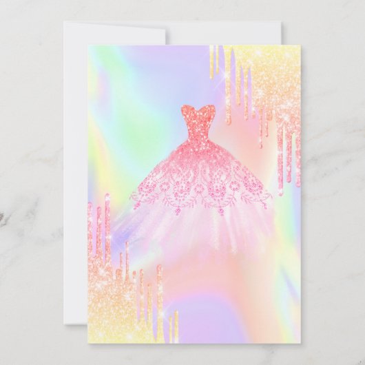 Invitation Cool Parties scintillant, Robe Holographique Sweet (Dos)