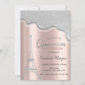 Invitation Cool Parties scintillant, Tour Eiffel Quinceañera (Devant)