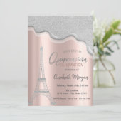 Invitation Cool Parties scintillant, Tour Eiffel Quinceañera (Debout devant)