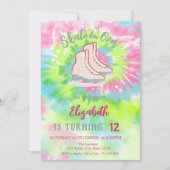 Invitation Cool Patins à glace Tie Dye Anniversaire (Devant)