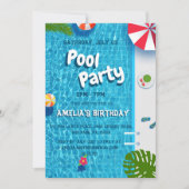 Invitation Cool Piscine Fête Anniversaire (Devant)