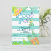 Invitation Cool plaisir été script pool fête d'anniversaire (Debout devant)