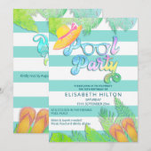 Invitation Cool plaisir été script pool fête d'anniversaire (Devant / Derrière)