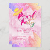 Invitation Cool plaisir été script pool fête d'anniversaire (Devant / Derrière)