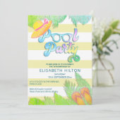 Invitation Cool plaisir été script pool fête d'anniversaire (Debout devant)