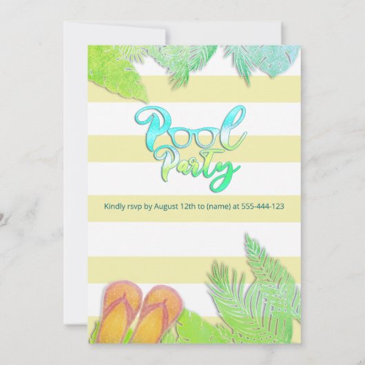 Invitation Cool plaisir été script pool fête d'anniversaire (Dos)