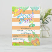 Invitation Cool plaisir été script pool fête d'anniversaire (Debout devant)