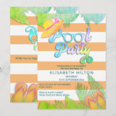 Invitation Cool plaisir été script pool fête d'anniversaire (Devant / Derrière)