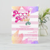 Invitation Cool plaisir été script pool fête d'anniversaire (Debout devant)