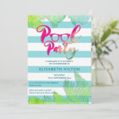 Invitation Cool plaisir été script pool fête d'anniversaire (Debout devant)