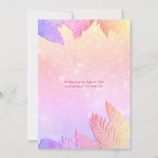 Invitation Cool plaisir été script pool fête d'anniversaire (Dos)