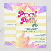 Invitation Cool plaisir été script pool fête d'anniversaire (Devant / Derrière)